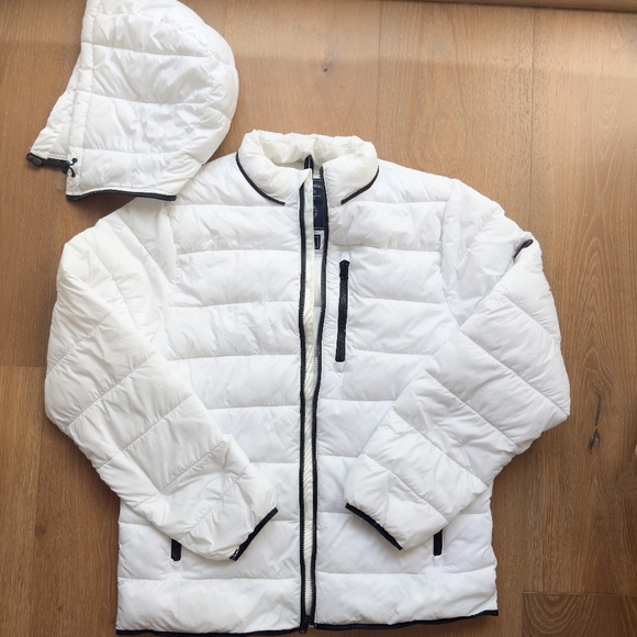 Abercrombie & Fitch Puffer Jacket Light Weight Water Resistant White Size Large - Picture 1 of 10